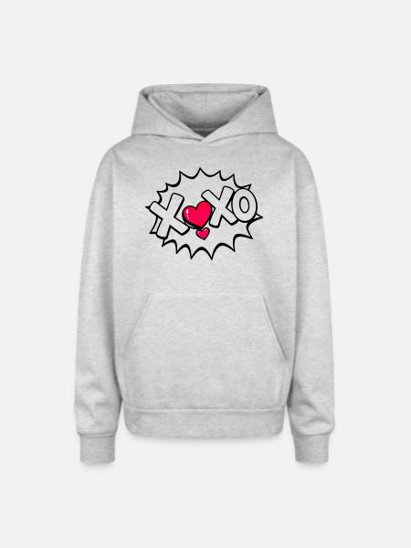XOXO - Oversized Hooded Sweatshirt - heather grey