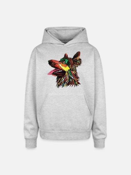 German Shepherd Dog - Oversized Hooded Sweatshirt - heather grey