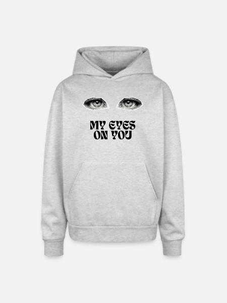 Halftone Twin Eyes - Oversized Hooded Sweatshirt - heather grey