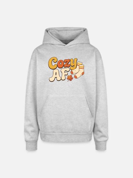 Cozy AF Autumn Socks - Oversized Hooded Sweatshirt - heather grey