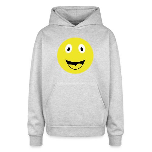 Yellow Happy Face Print - Oversized Hooded Sweatshirt