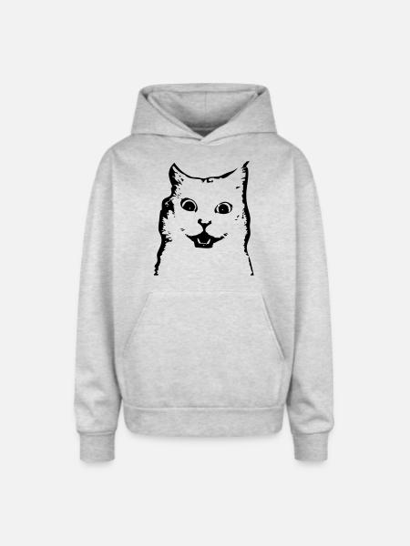surprised cat - Oversized Hooded Sweatshirt - heather grey