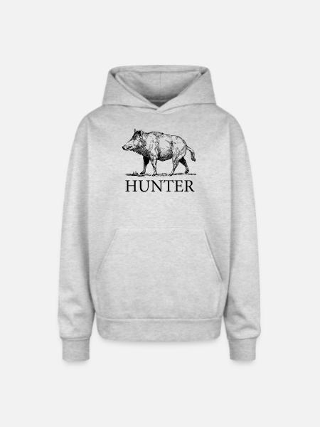 Hog Hunter - Oversized Hooded Sweatshirt - heather grey