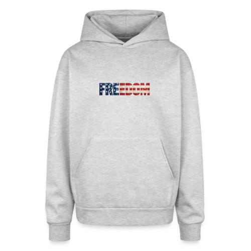 Freedom American Flag Distressed Patriotic Shirt - Oversized Hooded Sweatshirt