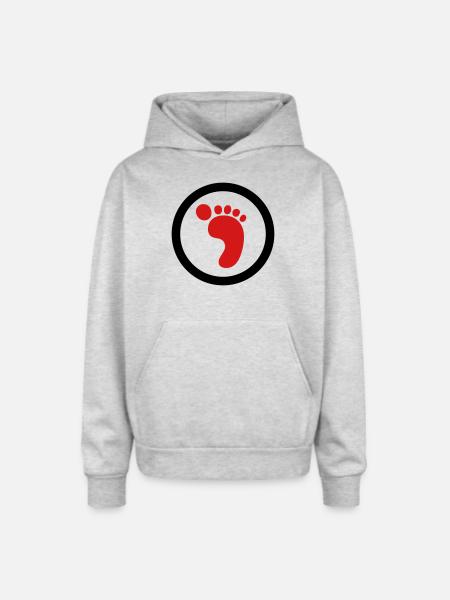 Foot Logo (2c) - Oversized Hooded Sweatshirt - heather grey