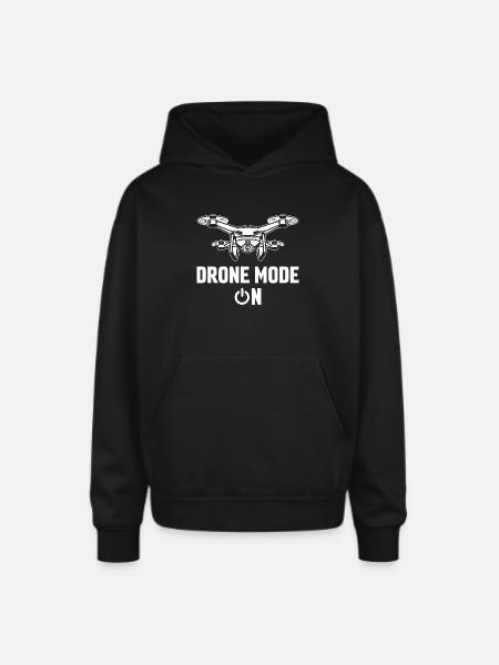 Drone Mode: On - Oversized Hooded Sweatshirt - black