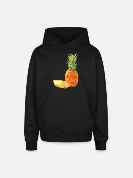 lowpoly pineapple fruit - Oversized Hooded Sweatshirt - black