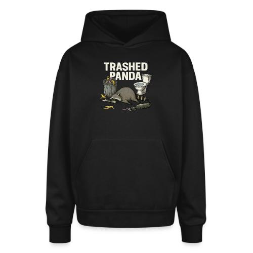 Trashed Panda – Funny Drunk Raccoon Cartoon - Oversized Hooded Sweatshirt