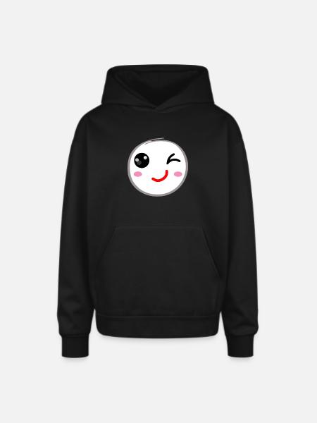 Winking face, Wink smile - Oversized Hooded Sweatshirt - black