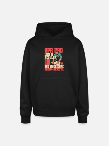 CPR Instructor Dad Paramedic - Oversized Hooded Sweatshirt - black