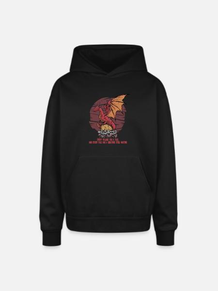 European Dragon Creature Mythological Creatures - Oversized Hooded Sweatshirt - black