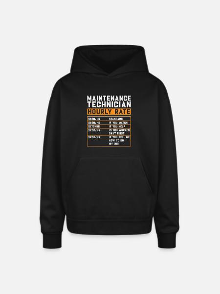 Maintenance Technician Hourly Rate - Oversized Hooded Sweatshirt - black