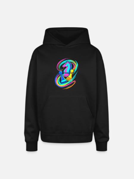 Chess Pieces - Oversized Hooded Sweatshirt - black