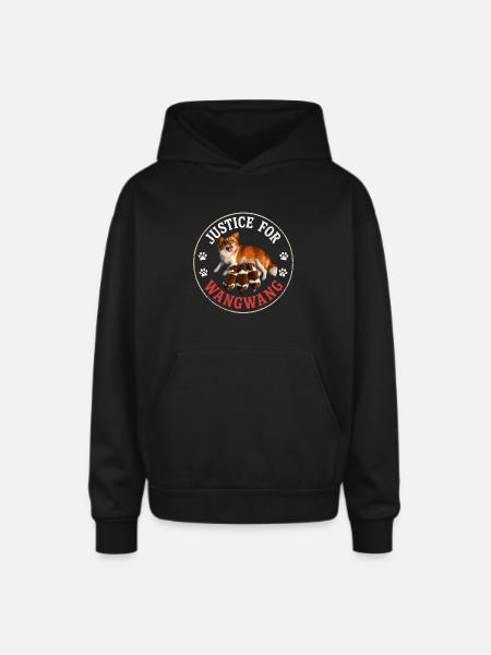 Justice For Wangwang Dog - Oversized Hooded Sweatshirt - black