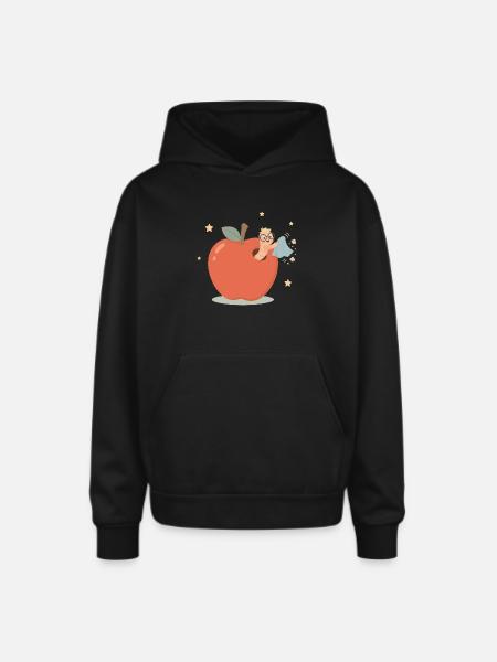 Funny bookworm cleaning house - Oversized Hooded Sweatshirt - black
