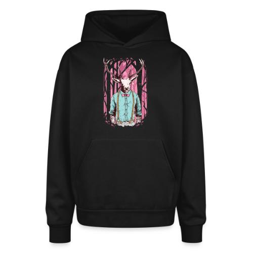 Fashion Deer with Bow Tie - Oversized Hooded Sweatshirt