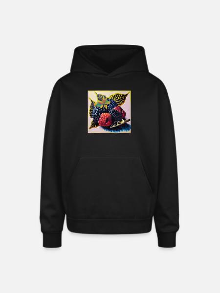 Berries - Oversized Hooded Sweatshirt - black