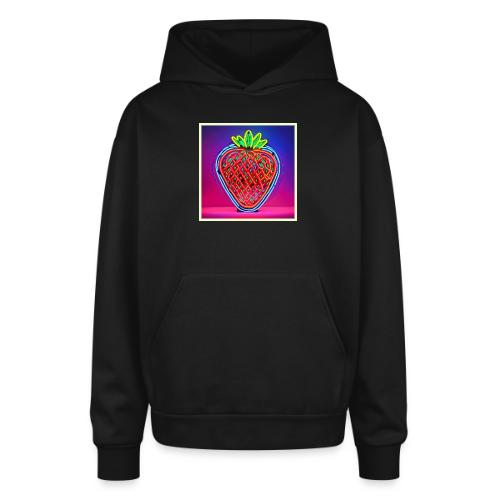 Vibrant Strawberry Neon Sign - Oversized Hooded Sweatshirt