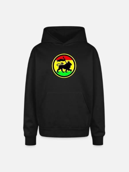 Rasta Lion - Oversized Hooded Sweatshirt - black