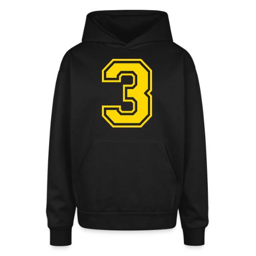 Number 3 in a classic athletic collegiate font - Oversized Hooded Sweatshirt