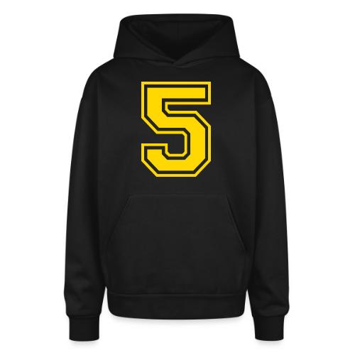 Number 5 in a classic athletic collegiate font - Oversized Hooded Sweatshirt