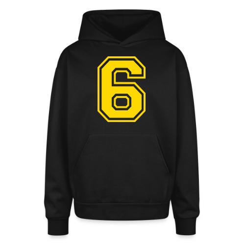 Number 6 in a classic athletic collegiate font - Oversized Hooded Sweatshirt