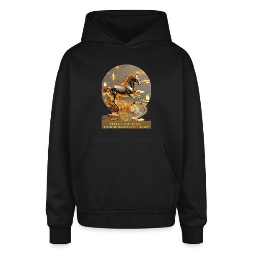 Year of the Horse Abundance T Shirt, Lunar NY Gift - Oversized Hooded Sweatshirt