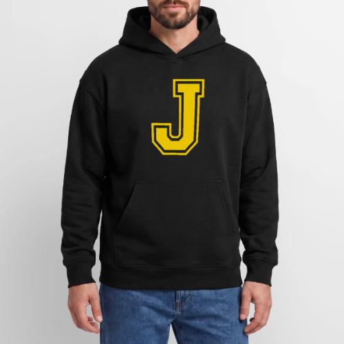 Letter J – Capital Athletic Alphabet Monogram - Oversized Hooded Sweatshirt