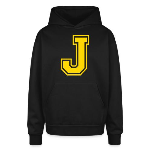 Letter J – Capital Athletic Alphabet Monogram - Oversized Hooded Sweatshirt