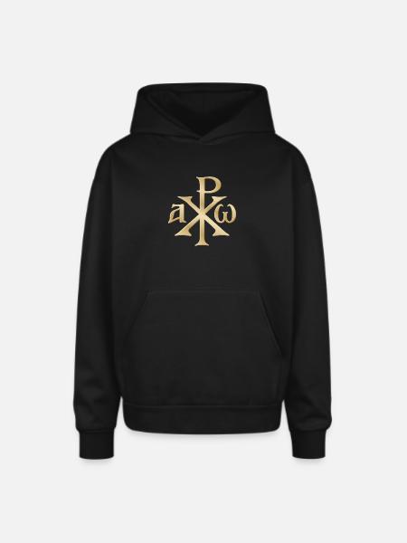 Chi Rho Christogram Gold - Oversized Hooded Sweatshirt - black