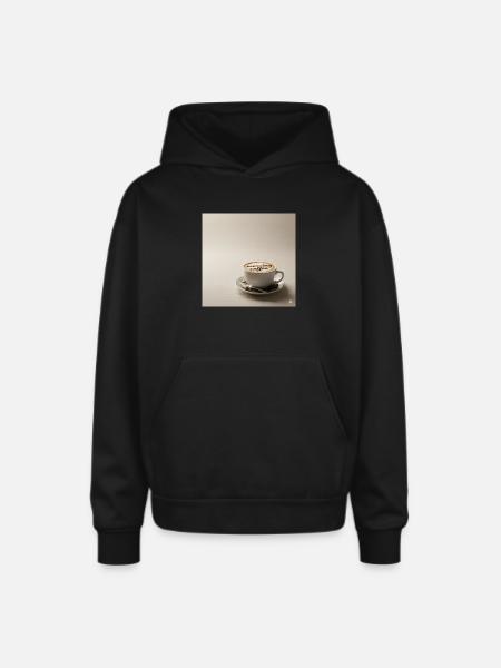 Morning Coffee Latte Art - Oversized Hooded Sweatshirt - black