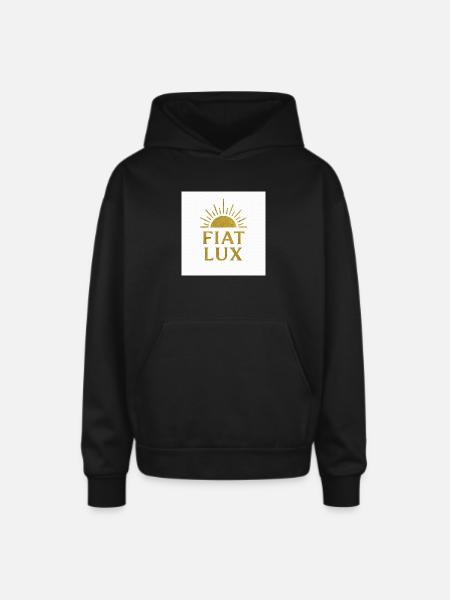 Fiat Lux Gold Sunburst Logo - Oversized Hooded Sweatshirt - black