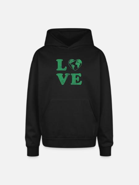 Love Your Mother Earth Graphic - Oversized Hooded Sweatshirt - black