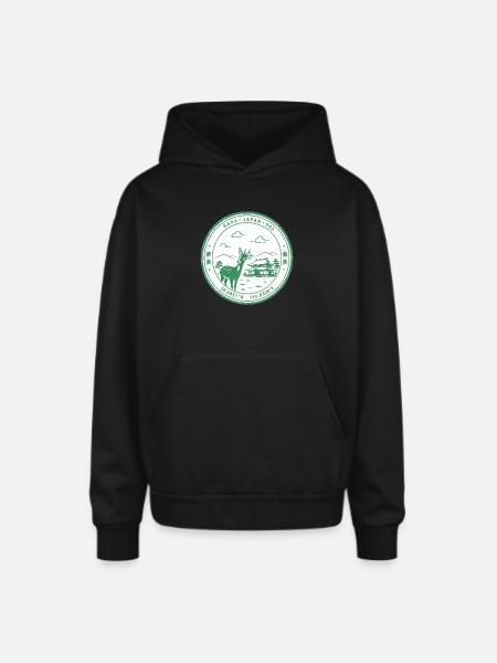 Nara Eki Art - Oversized Hooded Sweatshirt - black