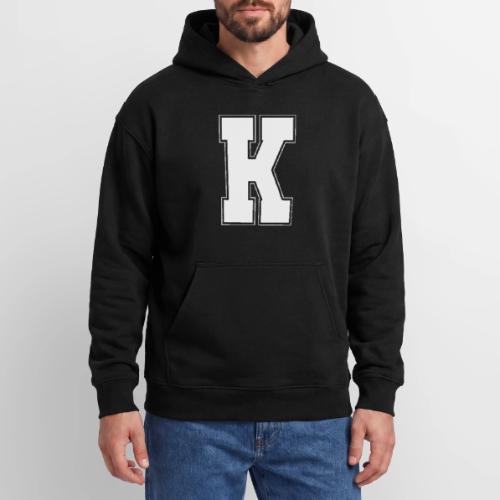 White Letter K – Varsity Alphabet Monogram - Oversized Hooded Sweatshirt