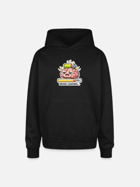 Brain Battery Loading - Oversized Hooded Sweatshirt - black