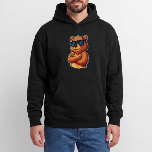 Cool Bear Sunglasses Cartoon Design - Oversized Hooded Sweatshirt