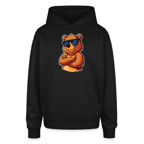 Cool Bear Sunglasses Cartoon Design - Oversized Hooded Sweatshirt