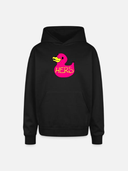 rubber duckie hers - Oversized Hooded Sweatshirt - black