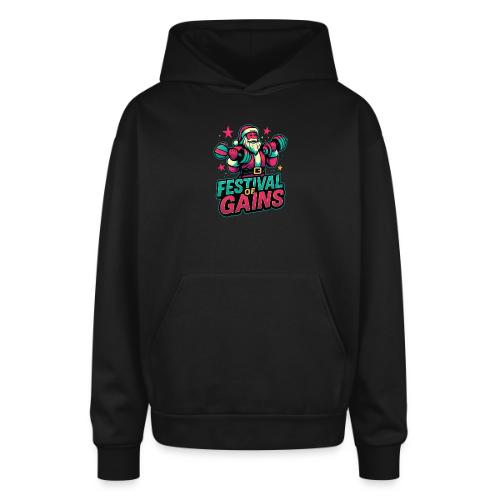 Festival of Gains Funny Gym Santa Christmas - Oversized Hooded Sweatshirt