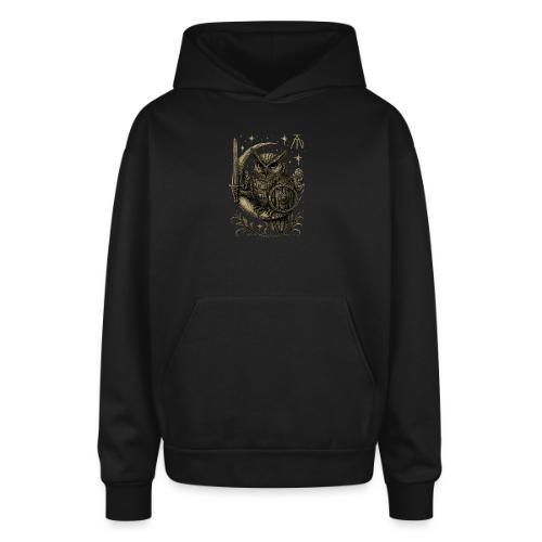 Moon Warrior Owl – Celestial Strength Tee - Oversized Hooded Sweatshirt