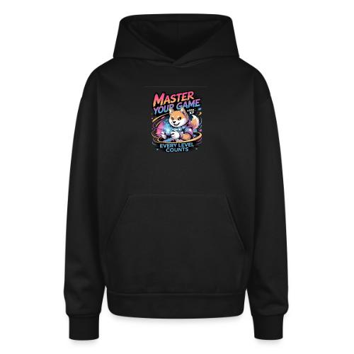 Cute Gamer Shiba Inu Level Up - Oversized Hooded Sweatshirt