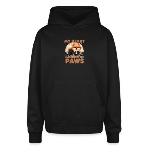 My Heart Walks on Four Paws – Pomeranian tee - Oversized Hooded Sweatshirt