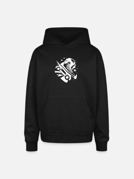 Roller Skates Graphic - Oversized Hooded Sweatshirt - black