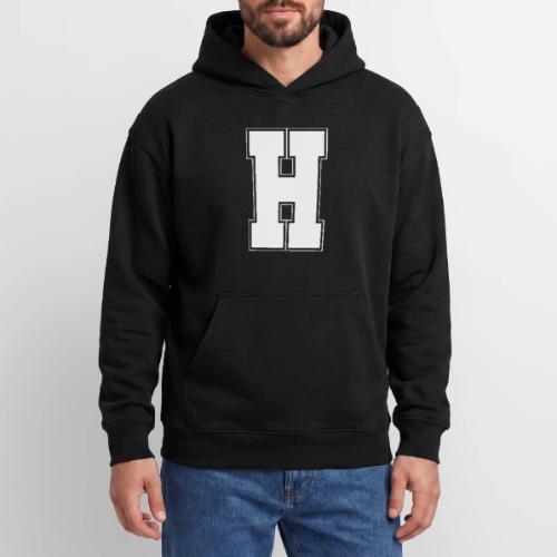 White Letter H – Varsity Alphabet Monogram - Oversized Hooded Sweatshirt