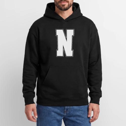 White Letter N – Varsity Alphabet Monogram - Oversized Hooded Sweatshirt