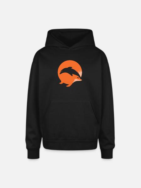 Fox or Dolphin in this fun optical illusion - Oversized Hooded Sweatshirt - black