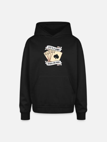Spades Casino Card Game - Oversized Hooded Sweatshirt - black