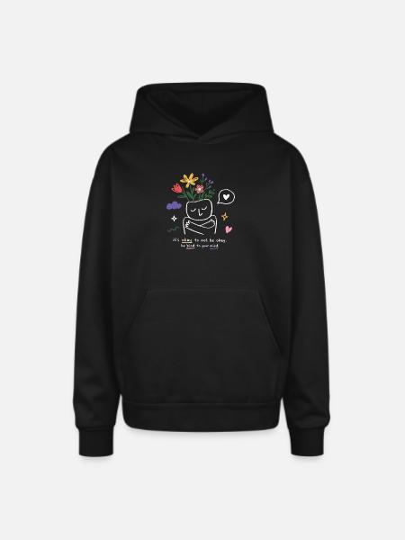 Kind Mind Bloom - Oversized Hooded Sweatshirt - black
