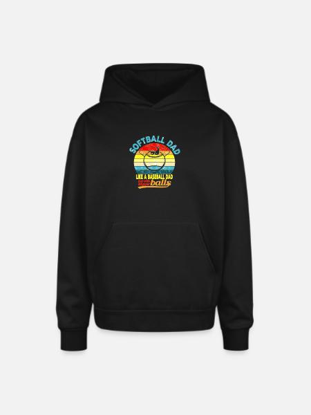 Softball Dad Humor Tee - Oversized Hooded Sweatshirt - black